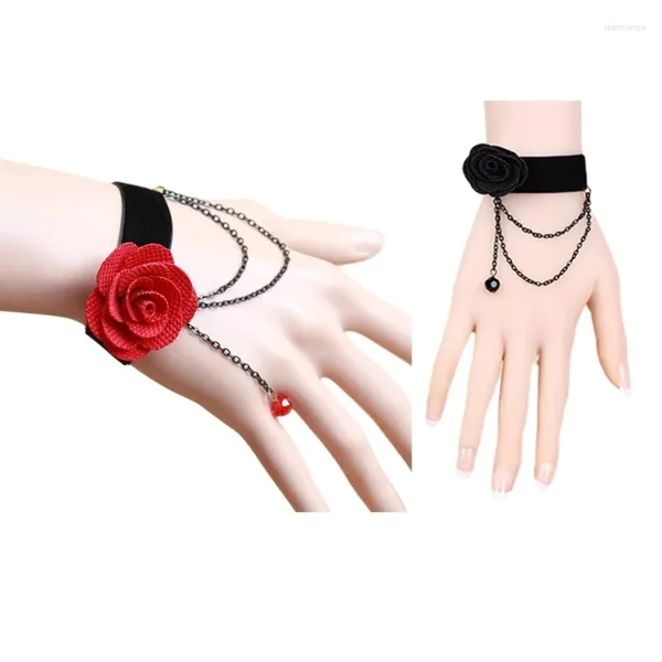 Partyversorgungen Einfache Kette Quaste-Hand-Armbänder Punk Rose-Velvet-Kabelbaum Armband Armschellenschmuck für Hochzeitsfächerfäden