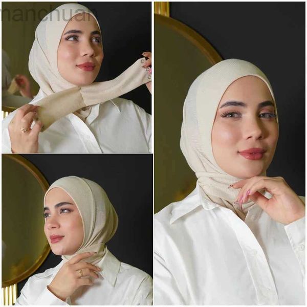 Hicrets Müslüman Jersy Hicab atkı Beyaz Abaya Hijabs Kadın Jersey Abayas Kadın İslami Elbise Kafa Sarma Türbanlar Anında Türban D240425