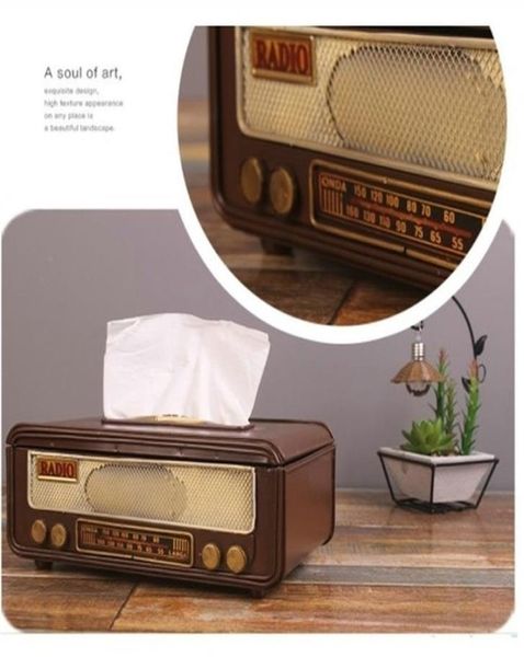 Caixa de tecidos Caixa de armazenamento de guardanapo estilo americano Radio Radio Shape Box Recipiente de Tecido Home Tissue Home Coffee Shop Decoração 21032877883