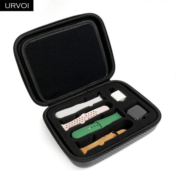 Случаи портфолио Urvoi Watch Band для Apple Watch Band Carbon Fibre Grain Nylon Box Bear Сумка для хранения баллов отображает бархатную внутреннюю коллекцию