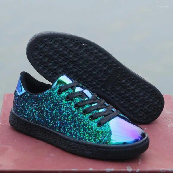 Scarpe casual stazione europea di grandi dimensioni Donne da donna Shoe Spring Fashion Color Glitter è ricreativo a basso aiuto zapatillas hombre c1