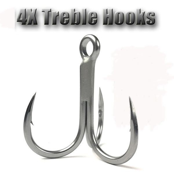 Big Game 4x #6- #5/0 Anti-russi ganci a tripla ancoraggio a tripla ancoraggio per la pesca a pesca a pesca ad acqua salata Fishhooks 240415