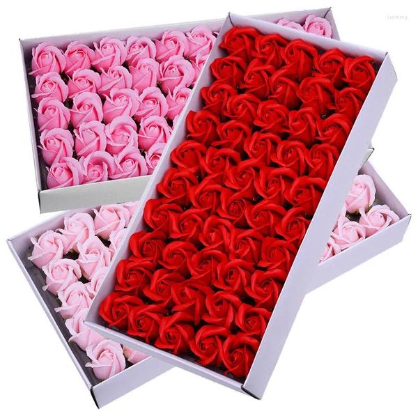 Flores decorativas 50pcs Artificial Rose Flower Head Gifts Day's Day's Soop Soap Wedding Home Decoration for Couples Woman
