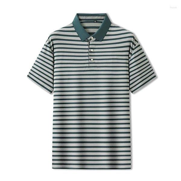 Polos da uomo Plus size 7xl Summer Stiped Polot Sleeve Short Short Short Down Collar Business Casual Shirt Casual Mash