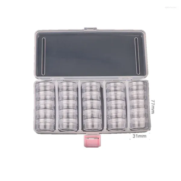 Garrafas de armazenamento Caso vazio transparente 190 95mm (com 25 pcs caixa pequena) Tipa de arte de arte de arte Glitter Caixas Removível Removável