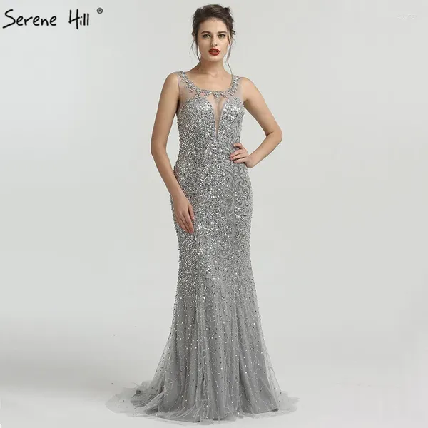 Abiti per feste Grey Luxury Sleeveless Sexy Evening 2024 Eleganti abiti scintillanti con paillettes sirene