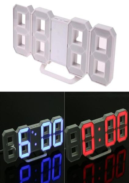 3D Светодиодные настенные часы современный дизайн цифровой настольный настольный сигнал тревоги ночной просмотр для домашней гостиной украшения 5385617