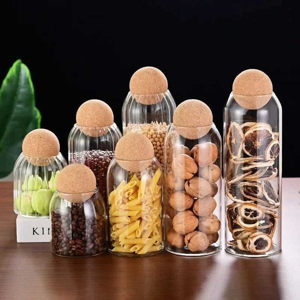 Бутылки для хранения банки из пробкового стекла запечатанное кофе сушено