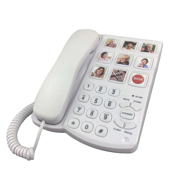 ACESSÓRIOS BULT BULTLED Corded Telefone com alto -falante para idosos idosos amplificados um botão Touch Picture Linefled Phone para idosos