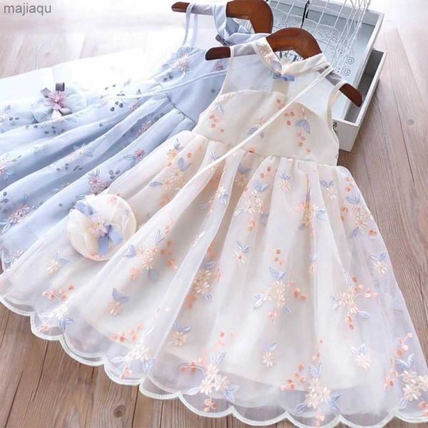 Abiti da ragazza Menoea Nuove ragazze estive abiti ricamati Abito ricamato Cheongsam Childrens Abiti in pizzo retrò Baby Summer Dress Baby Kids Bilsl2404