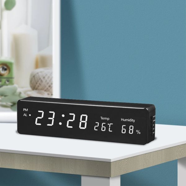 Relógios Desk multifunction Relógio grande despertador digital Led Room de quarto luminoso Relógio de mesa eletrônica com higrômetro termômetro