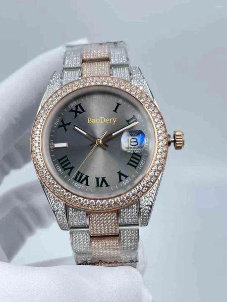 Orologio da polso da 41 mmm di Waterproof Watch - Full Diamond Roman Precision Cinghia in acciaio