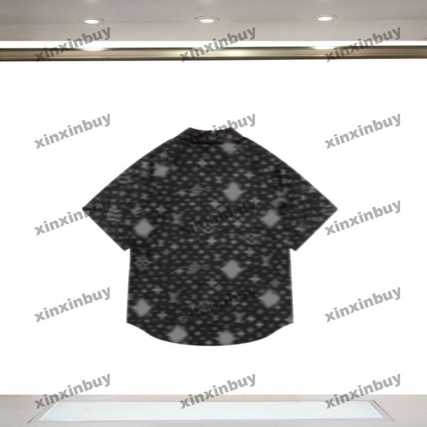 Xinxinbuy Men Designer T-Shirt 2024 Italia Paris Full Sky Star Lettera Jacquard Women Cotton Short White White Black Blue S-2xl