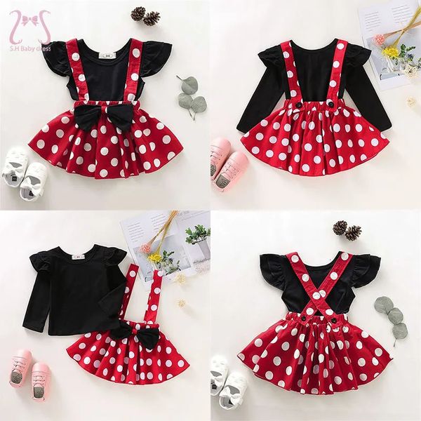 2pcsset cartoniy polka dot baby girl abiti da sera in fila per bambini festa di compleanno principessa per bambini abiti da 0 a 4 anni 240410