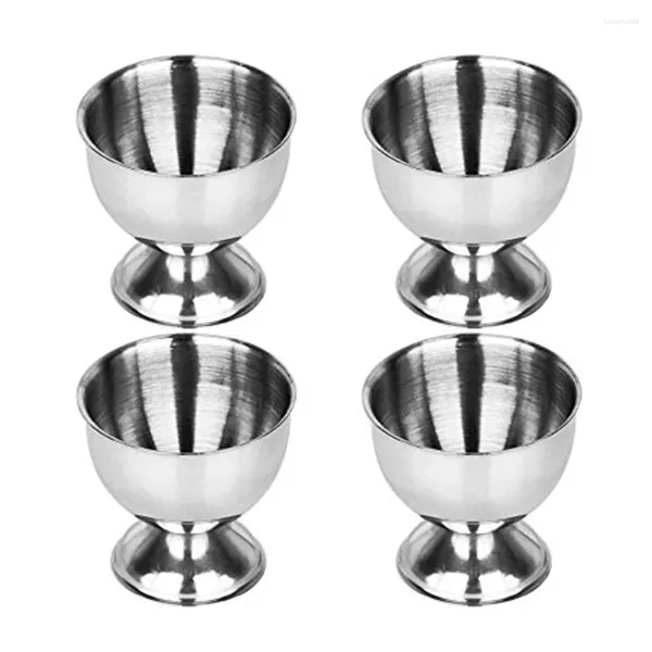 Lagerflaschen 4pcs Edelstahl Federdrahtschale gekochte Eierhalter Metall Tasse Spiralsilber Silber
