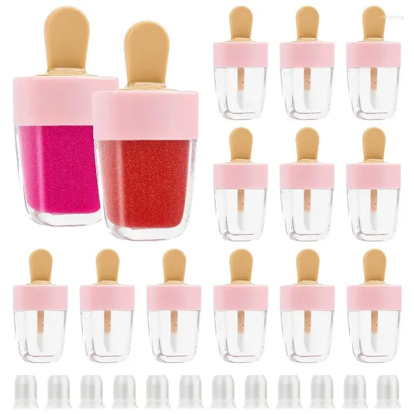 Garrafas de armazenamento 20pcs 8ml Tubos de brilho labial fofos vazios Adorável forma de sorvete de amostras de cosméticos Diy Bottle Reciltable Travel Glam Recurter