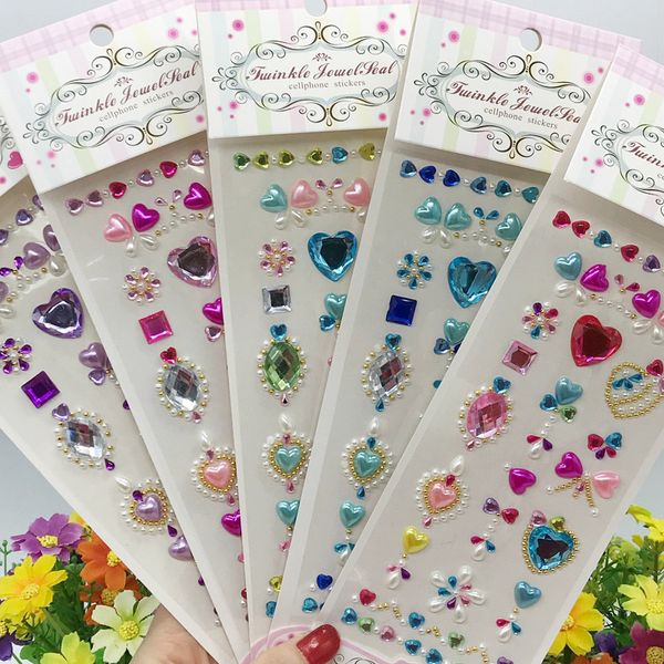 Toptan 5 Sheets 3D Bubble Stickerdiamond Crystal Diy El yapımı dekorasyon su geçirmez karikatür anime çıkartmaları kız çocuk komik eğitim oyuncakları