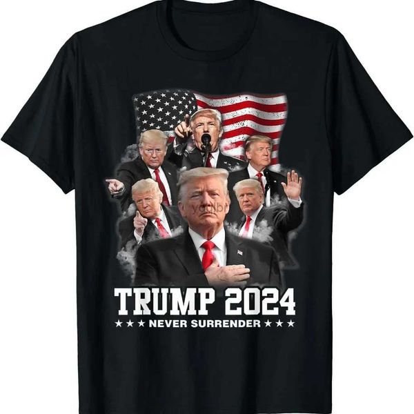 Erkekler Tişörtleri Pro Cumhuriyetçi Oylama Trump 2024 Biz insanlar yeterince tees vardı Trump 2024 Amerika'yı geri götür Amerikan bayrağı Trump 2024 T-Shirtl2425