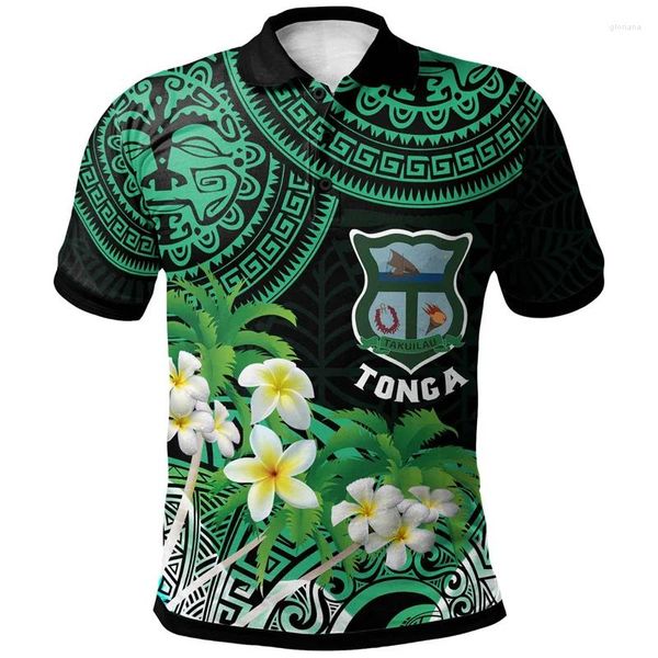 Männer polos hawaiian Tonga Grafik Polo Hemd für Männer Mode 3D -Druckmantel Kurzärmel Kinder T -Shirts Polynesische Revers Temperatur