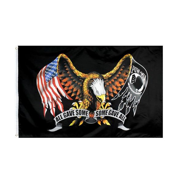 American Pow Mia Eagle Flags 3x5 ft alle gaben einige Flaggen Banner 90150 cm Polyester mit Messing -Teilen Indoor Home gar7225427