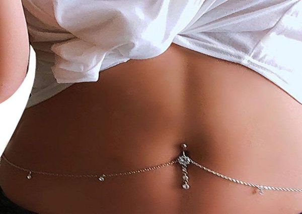 Frauen sexy Strassonstone Dangle Bauchnabel Kette Navel Piercing Ring Body Schmuck Taillenkette Knopf Pünktlichkeit Schmuck2831718