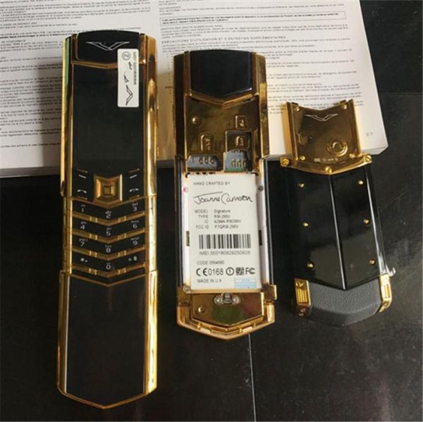 Разблокированная роскошная золотая классическая фирменная фирменная ползунка Двойная карта Мобильный телефон из нержавеющей стали Bluetooth 8800 Metal Ceramics Cell8449039