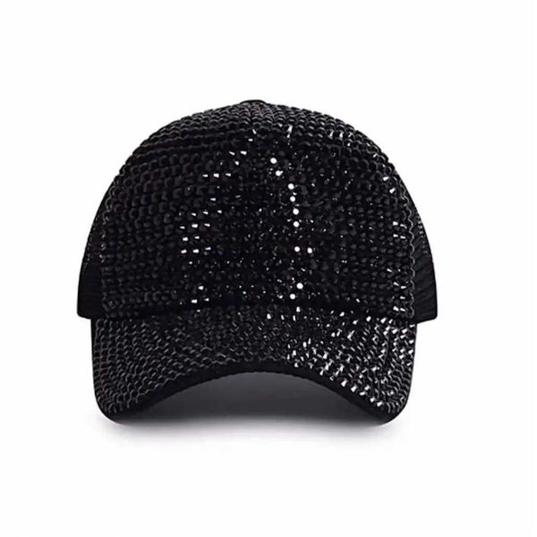 Caps de bola Baseball Cap Women Women Rhinestone Beds Mesh Cap Street Fashion Snapback Hats Casual Party Hip Hop Kpop Dança Cap Men Summer J240425