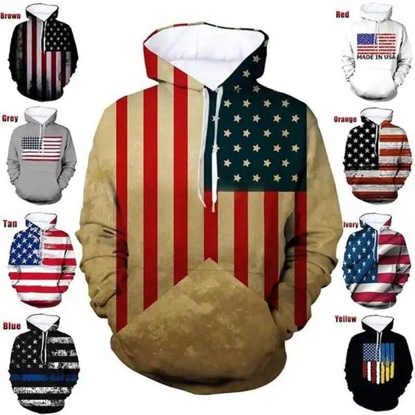 Moletons masculinos moletons da bandeira americana usam sonho emblema capuz masculino masculino 3d imprimido usa spirit capuzes mulheres harajuku moda y2k pulôver com capuz de capuz 240424