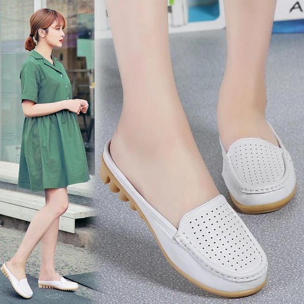 Pantofors Summer Leather Fashion Simple Bao Head Mezza casa Versione coreana scarpe pigra traspirabili casual