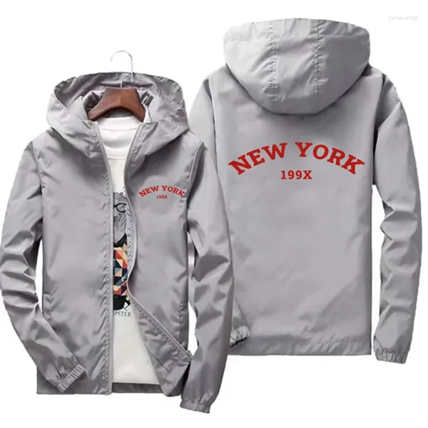 Herrenjacken Jacke Brooklyn York Printed Männer Frauen Kapuze Kleidung Hip Hop Windproof Reißverschluss im Freien Camping EU Größe