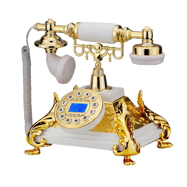 Accessoires Retro Festnetzharz für alte Personen Vintage Barock festgelegtes Telefon Home Office Antike British White Red Hotel Anrufer ID