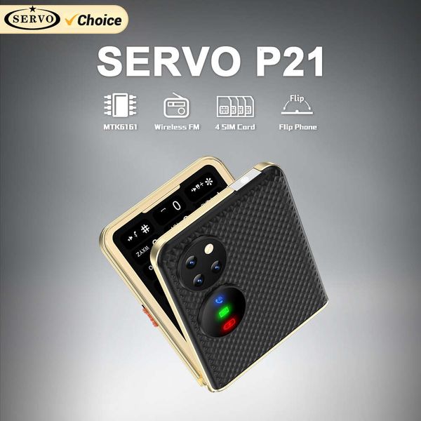Servo P21 4 SIM Kart Kat Mobil Telefon 2G Ağ Kamerası Magic Sesli Sesli Liste Torç MP4 Hızlı Arama Otomatik Çağrı Kaydı Klasik FM