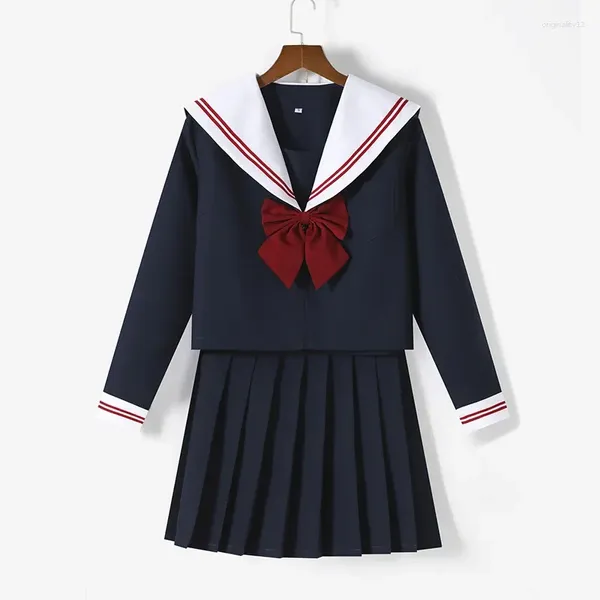 Roupas conjuntos de roupas femininas uniformes de uniformes de cosplay figurino japão anime garotinha lolita lolita japoneses colegas marinheiros saia plissada de marinheiro