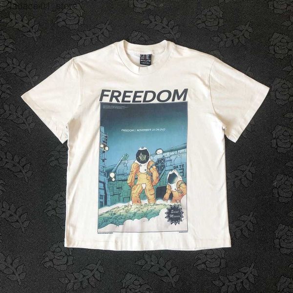 T-shirt maschile Frog Drift Street Brand Luxury Brand Saint Michael Astronaut Graphics Stampato Abbigliamento vintage 100%Tops di cotone maglietta per maglietta per Menq240425