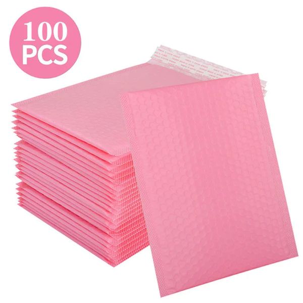 Çantalar 100 PCS Mailer Bubble Yastıklı Poli Posta Eşleri Mail Hediye Ambalaj Kendi Mühür Çanta Pembe Beyaz ve Siyah Kabarcık Dolgusu