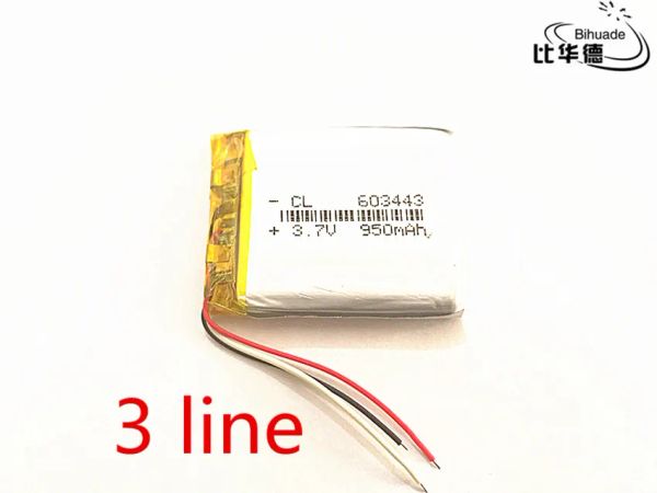 Acessórios 3 linha 10pcs/lote 603443 3.7v 950mAh Navigação de GPS de bateria original incorporada em bateria de polímeros de lítio