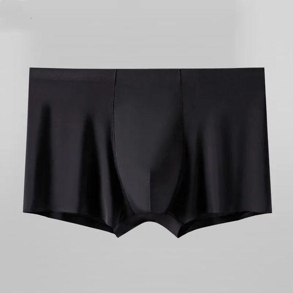 L-xxxxl boxers de seda de gelo sem costura homens coloras sólidas machos masculinos Ultra-fingos roupas íntimas de roupas íntimas do verão cool de porta-malas 240425