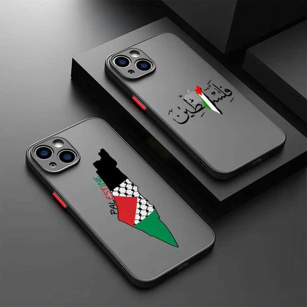 Case di telefonia cellulare Matte Transparent Back Telefono per iPhone 15 14 13 12 Pro Max X XR XSMAX 7 8 Plus Palestine Flag Map Cover 240423