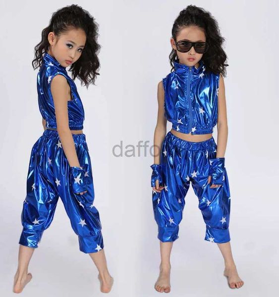 Indossare palcoscenici nuovi paillettes hip hop jazz danza per bambini performance Dance Wear Girl Modern Jazz Dance COSTUME SUITS D240425