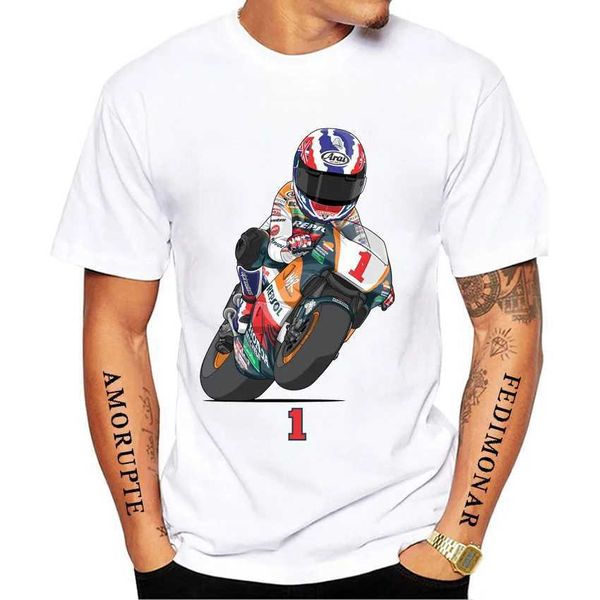 Мужские футболки Mick Doohan 01 # Футболка New Summer Men Short Slve GS Adventure Moto Sport Casual White Tops Man Motorcycle Rider TS T240425