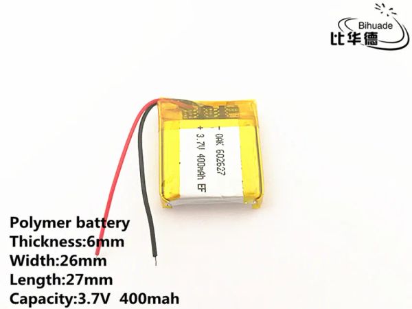 Acessórios 10pcs / lote 3.7v 400mAh 602627 602626 Plib Polymer Lithium Iion / Liion Battery para relógio inteligente