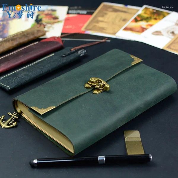 Sketchbook Stationery Agenda Diário Vintage Notebook Escrevendo Bolsos Livro Capinho de Couro LOLH