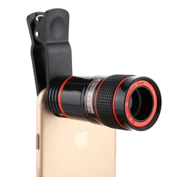 Lente perak 8x 12x Lente telefoto de zoom para iPhone 6s mais 5s SE Samsung Huawei Xiaomi LG Smartphones Lens da câmera Lens Universal Holder