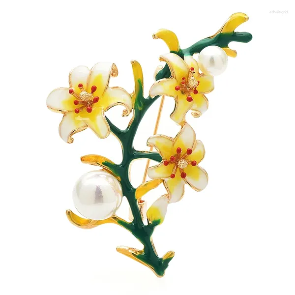 Spille wulibaby adorabili fiori di fiori di pera per donne unisex perla smalto bellissimi piante da festa per alloggi per spille