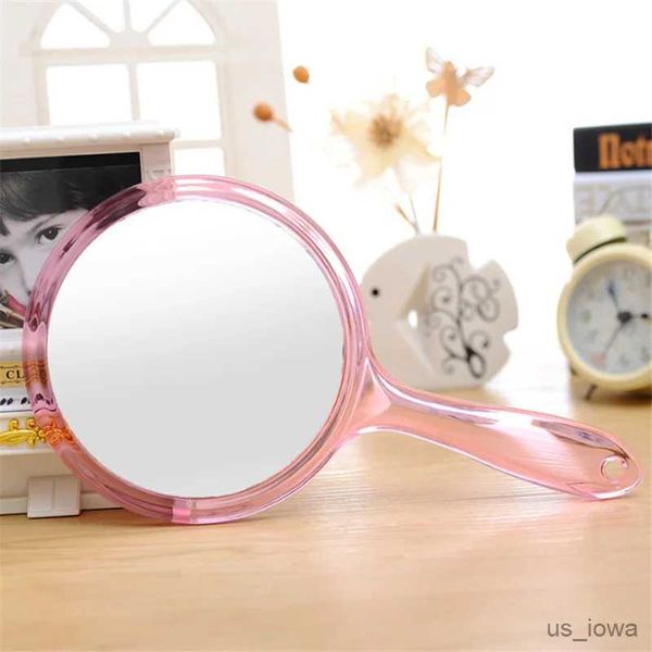 Spiegel doppelseitiger Handheld Mirror 3x Vergrößerungsspiegel transparenter Plastikgriff runden Spiegel für Wimpernverlängerung Schönheitswerkzeuge