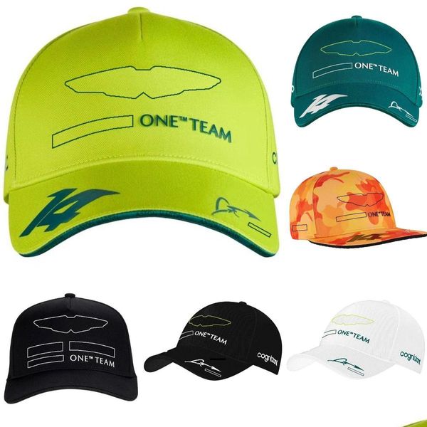 Мотоциклетная одежда 2023 Новая гонка водителя F1 Forma 1 Team Green Baseball Summer Mens Mens Fashion Fashion Embroidery Caps Su Otfrg