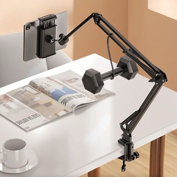 D37 Metal Desktop Ständer Langarm Tablet Ständer Bett Desktop Lazy Bracket Support iPad Smartphone Halter Mikrofon Boom Arm 4-11 ''