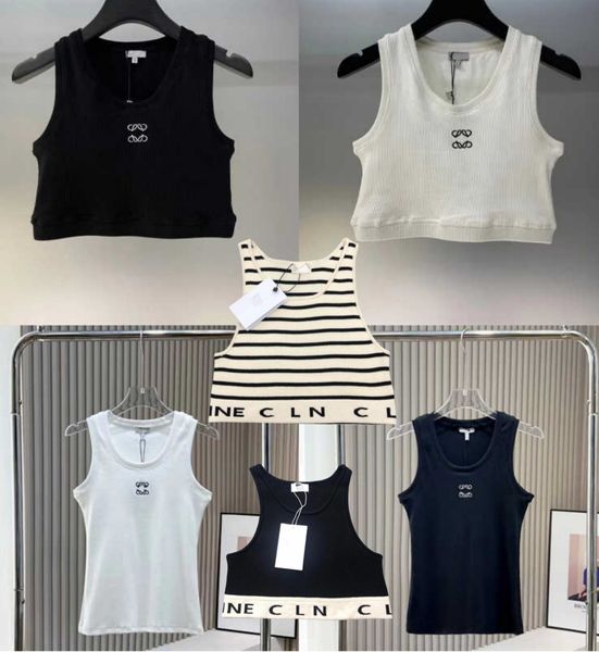 Tanktop Women Designer Tampo Tampo Mulher Tops Tees Vesto Tanks Tanques de bordados verão Verão curto umbigo exposto a roupa elástica esportiva de algodão Tops Tops Mulheres