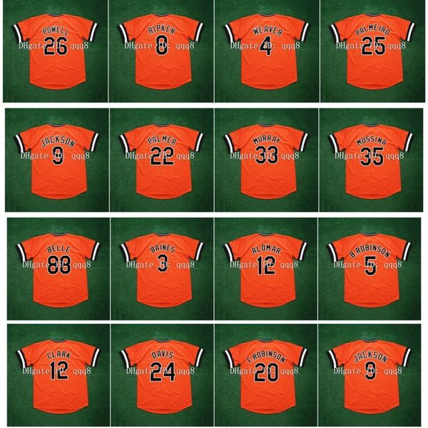 Kob Retro Reggie Jackson Jersey 22 Jim Palmer 33 Eddie Murray 35 Mike Mussina 25 Rafael Palmeiro 26 Boog Powell 8 Cal Ripken Jr. 4 Earl Weaver