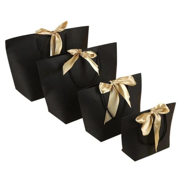 5 Farben Papiergeschenkbeutel Boutique Wäschetaschen mit Bogenband Elegantes Geschenkpaket Einkaufstaschen zum Feiern präsent 7865688